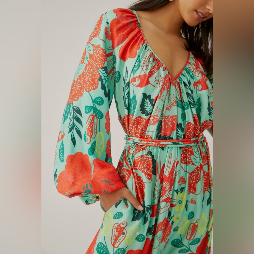 Farm Rio x Anthropologie Poppy Print Maxi Dress M - Picture 3 of 12